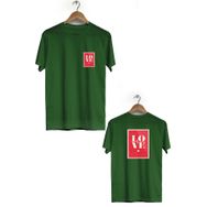 Hero Tasarım BLL541 Haki Love Ön Arka Baskılı Bisiklet Yaka Erkek T-shirt