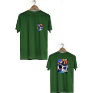Hero Tasarım BLL547 Haki Space Ön Arka Baskılı Bisiklet Yaka Erkek T-shirt