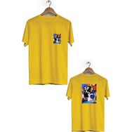 Hero Tasarım BLL547 Sarı Space Ön Arka Baskılı Bisiklet Yaka Erkek T-shirt