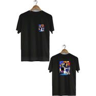 Hero Tasarım BLL547 Siyah Space Ön Arka Baskılı Bisiklet Yaka Erkek T-shirt