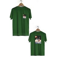Hero Tasarım BLL556 Haki Space Ön Arka Baskılı Bisiklet Yaka Kısa Kollu Erkek T-shirt