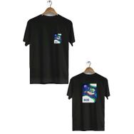 Hero Tasarım BLL570 Siyah Uzay Gemisi Ön Arka Baskılı Bisiklet Yaka Kısa Kollu Erkek T-shirt