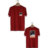 Hero Tasarım BLL581 Bordo Moon Walker Ön Arka Baskılı Bisiklet Yaka Kısa Kollu Erkek T-shirt