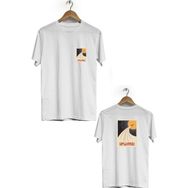 Hero Tasarım BLL582 Beyaz Upward Ön Arka Baskılı Bisiklet Yaka Erkek T-shirt