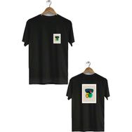 Hero Tasarım BLL627 Siyah Geometrik Ön Arka Baskılı Bisiklet Yaka Erkek T-shirt