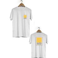 Hero Tasarım BLL653 Beyaz Geometrik Ön Arka Baskılı Bisiklet Yaka Erkek T-shirt