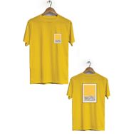 Hero Tasarım BLL653 Sarı Geometrik Ön Arka Baskılı Bisiklet Yaka Erkek T-shirt