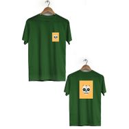 Hero Tasarım BLL669 Haki Kuru Kafa Ön Arka Baskılı Bisiklet Yaka Kısa Kollu Erkek T-shirt