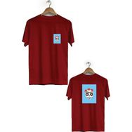 Hero Tasarım BLL670 Bordo Kuru Kafa Ön Arka Baskılı Bisiklet Yaka Kısa Kollu Erkek T-shirt