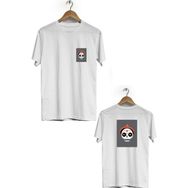 Hero Tasarım BLL671 Beyaz Kuru Kafa Ön Arka Baskılı Bisiklet Yaka Kısa Kollu Erkek T-shirt