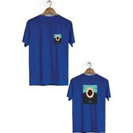 Hero Tasarım BLL674 Lacivert Kahve Ön Arka Baskılı Bisiklet Yaka Kısa Kollu Erkek T-shirt