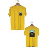 Hero Tasarım BLL674 Sarı Kahve Ön Arka Baskılı Bisiklet Yaka Kısa Kollu Erkek T-shirt