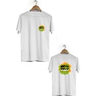 Hero Tasarım BLL710 Beyaz Kabe Ön Arka Baskılı Bisiklet Yaka Erkek T-shirt