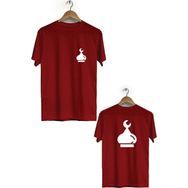 Hero Tasarım BLL716 Bordo Kubbe Ön Arka Baskılı Bisiklet Yaka Erkek T-shirt