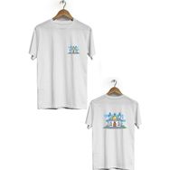 Hero Tasarım BLL724 Beyaz Mescid-i Aksa Ön Arka Baskılı Bisiklet Yaka Erkek T-shirt