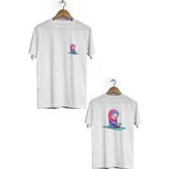 Hero Tasarım BLL731 Beyaz Kuran Okuyan Çocuk Ön Arka Baskılı Bisiklet Yaka Kısa Kollu Erkek T-shirt
