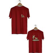 Hero Tasarım BLL758 Bordo Keçi Ön Arka Baskılı Bisiklet Yaka Kısa Kollu Erkek T-shirt