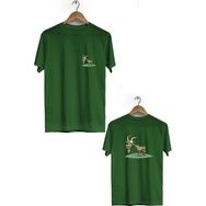 Hero Tasarım BLL758 Haki Keçi Ön Arka Baskılı Bisiklet Yaka Kısa Kollu Erkek T-shirt