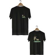 Hero Tasarım BLL758 Siyah Keçi Ön Arka Baskılı Bisiklet Yaka Kısa Kollu Erkek T-shirt