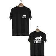 Hero Tasarım BLL833 Siyah Lion Ön Arka Baskılı Bisiklet Yaka Erkek T-shirt