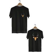 Hero Tasarım BLL854 Siyah Geyik Ön Arka Baskılı Bisiklet Yaka Erkek T-shirt