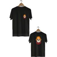 Hero Tasarım BLL863 Siyah Şapkalı Köpek Ön Arka Baskılı Bisiklet Yaka Kısa Kollu Erkek T-shirt