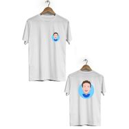 Hero Tasarım BLL873 Beyaz Mark Zuckberg Ön Arka Baskılı Bisiklet Yaka Kısa Kollu Erkek T-shirt
