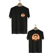 Hero Tasarım BLL878 Siyah Kim Jong-Un Ön Arka Baskılı Bisiklet Yaka Kısa Kollu Erkek T-shirt