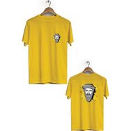 Hero Tasarım BLL906 Sarı Pisagor Ön Arka Baskılı Bisiklet Yaka Erkek T-shirt