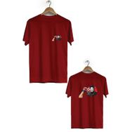 Hero Tasarım BLL986 Bordo Kim Jong-Un Ön Arka Baskılı Bisiklet Yaka Kısa Kollu Erkek T-shirt