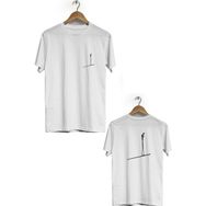 Herotasarım BLL1401 Beyaz İpin Üstünde Yürüyen Adam Ön Arka Baskılı Bisiklet Yaka Kısa Kollu T-Shirt
