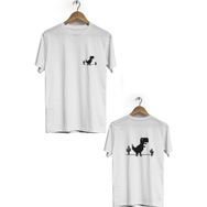 Herotasarım BLL2403 Beyaz İnternetsiz Oyun Ön Arka Baskılı Bisiklet Yaka Kısa Kollu Erkek T-Shirt