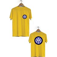 Herotasarım BLL2746 Sarı İnter Ön Arka Baskılı Bisiklet Yaka Kısa Kollu Erkek T-Shirt