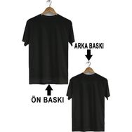 Herotasarım BLL2932 Sarı İp Ön Arka Baskılı Bisiklet Yaka Kısa Kollu Erkek T-Shirt