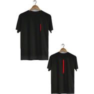Herotasarım BLL2932 Siyah İp Ön Arka Baskılı Bisiklet Yaka Kısa Kollu Erkek T-Shirt