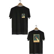 Herotasarım BLL577 Siyah Into Space Ön Arka Baskılı Bisiklet Yaka Kısa Kollu Erkek T-Shirt
