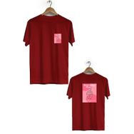Herotasarım BLL667 Bordo Morning Menu Ön Arka Baskılı Bisiklet Yaka Kısa Kollu Erkek T-Shirt