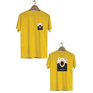 Herotasarım BLL673 Sarı Kahve Ön Arka Baskılı Bisiklet Yaka Kısa Kollu Erkek T-Shirt
