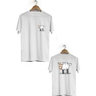Herotasarım BLL757 Beyaz Kuzu Ön Arka Baskılı Bisiklet Yaka Kısa Kollu Erkek T-Shirt