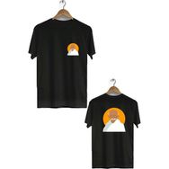 Herotasarım BLL944 Siyah Gandhi Kısa Kol Tişört Ön Arka Baskılı Tshirt