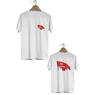 Herotasarım BLL946 Beyaz İşçi Bayramı Ön Arka Baskılı Bisiklet Yaka Kısa Kollu Erkek T-Shirt