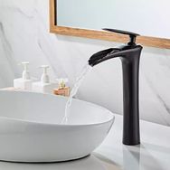 Hesaplı Çarşım Siyah Yeni Çanak Şelale Lavabo Bataryası