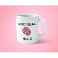 Hesaplısı Burada Beyninizi Biraz Kullanın Nolur Espirili Baskılı Beyaz Kupa Bardak