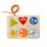 HHappy Junior Montessori Eğitici Ahşap Geometik Şekiller İp Geçirme Oyuncağı