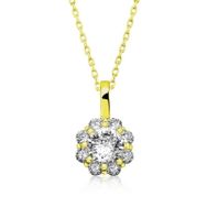 HİLALSHOP 925 Ayar Gold Çiçek Kadın Gümüş Kolye