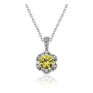 HİLALSHOP ​925 Ayar Gümüş Buğday Sarısı Baget Taşlı Kadın Gümüş Kolye