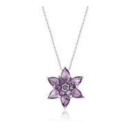 HİLALSHOP 925 Ayar Gümüş Mor Lotus Çiçeği Bayan Gümüş Kolye