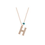 HİLALSHOP 925 Ayar Gümüş Nazar Rose H Harfi Kadın Gümüş Kolye