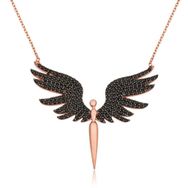 HİLALSHOP 925 Ayar Siyah Mikail Meleği Çok Renkli Kadın Gümüş Kolye