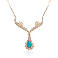 HİLALSHOP 925 Ayar Turkuaz Taşlı Madalyon Kadın Gümüş Kolye